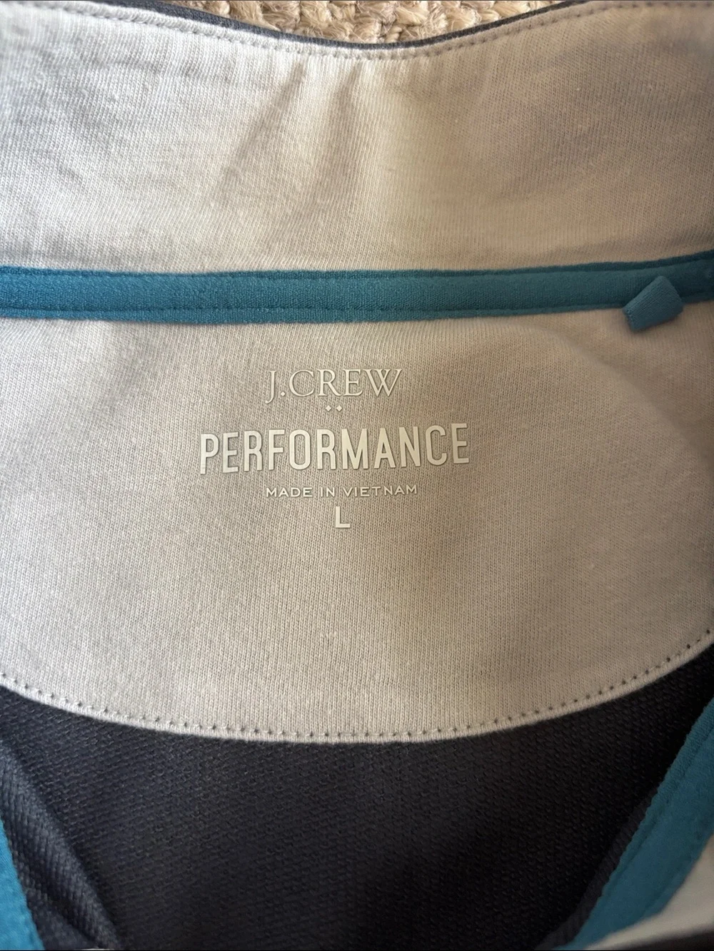 J. Crew Performance Pullover - Light Gray with Teal Trim